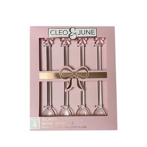 Cleo & June Pink Bow Borosilicate Glass Spoons